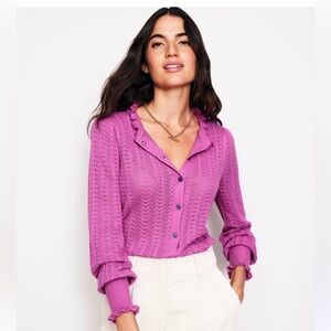 Boden Purple Tia Pointelle
Frilled Cardigan